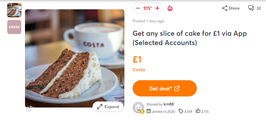 Costa is offering customers an incredible deal on cake