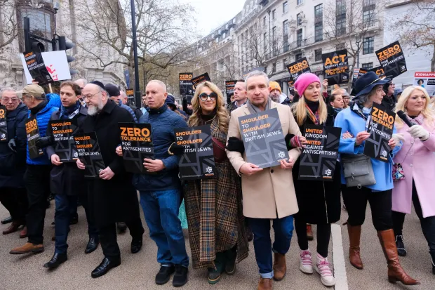 Stars including Countdown's Rachel Riley, TV judge Rob Rinder and actors Eddie Marsan and Tracy-Ann Oberman were among those out in support of British Jews