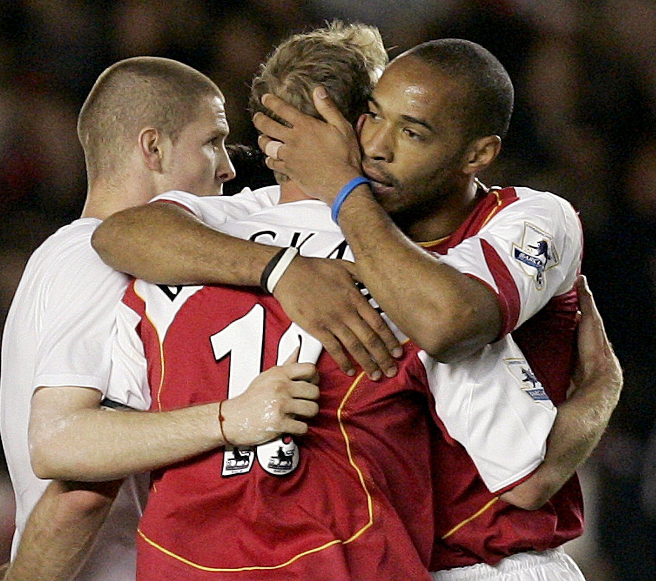 Thierry Henry celebrates in a battering of Everton in 2005