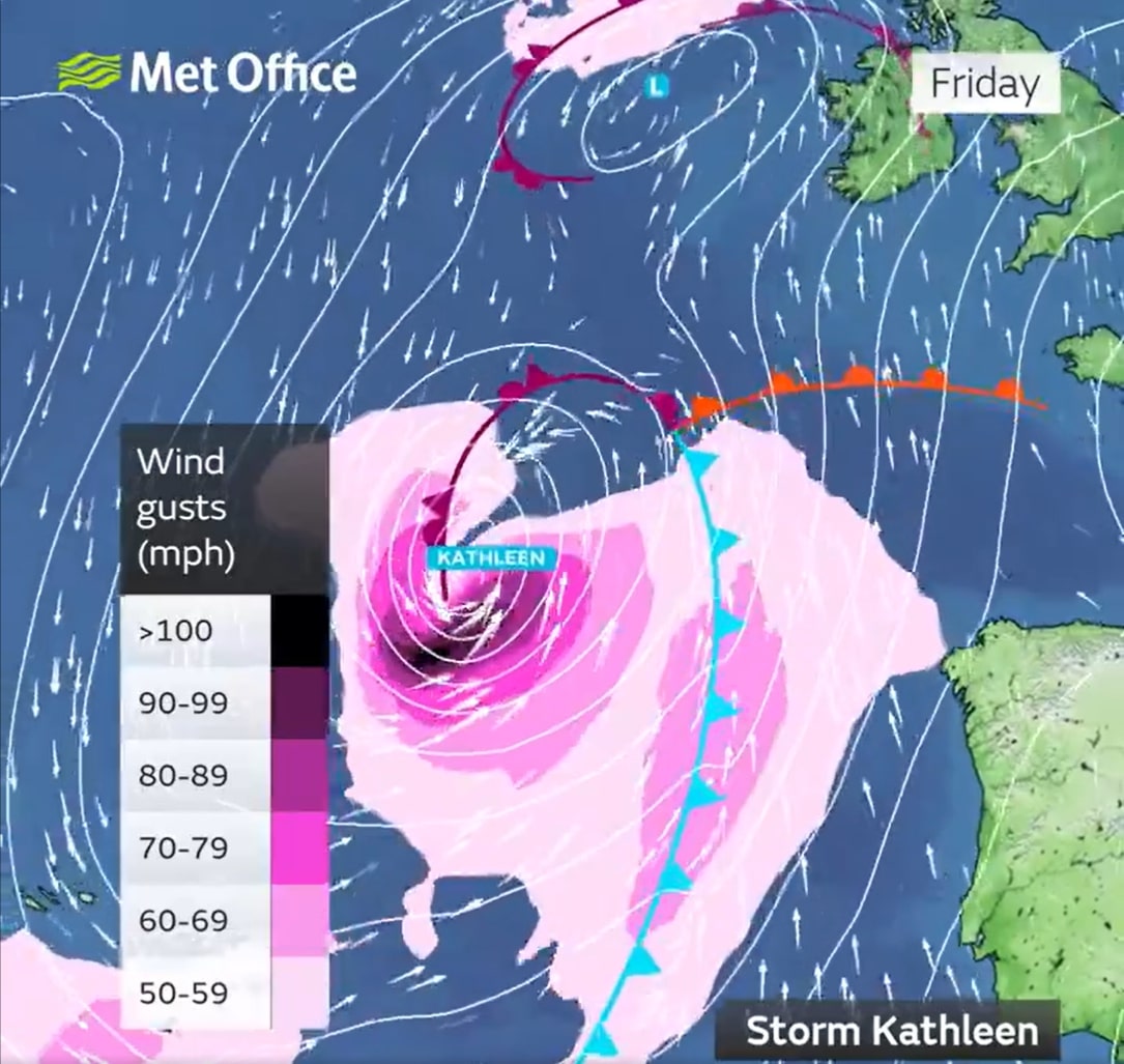 Dangerous 90mph winds could affect travel for millions, as well as cause power cuts and disrupt mobile phone coverage.