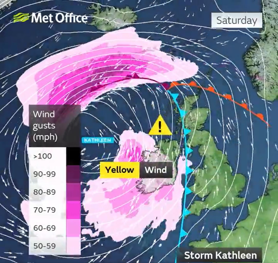 A yellow weather warning for wind has been issued for western areas of the UK, including Northern Ireland, parts of Scotland and Wales, and the north-west and south-west of England